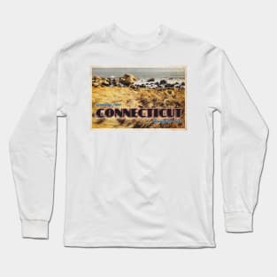 Greetings from Connecticut - Vintage-Style Postcard Design Long Sleeve T-Shirt